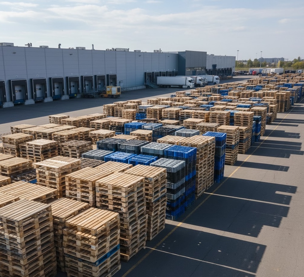 Wood pallets stacked and ready for shipping